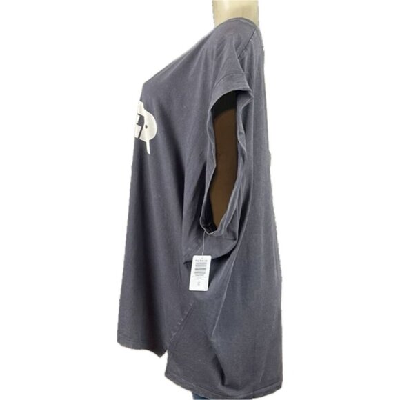 Torrid +4 Gray Crew Relaxed Fit No Filter Text Graphic Cotton Jersey Muscle Tee - Picture 3 of 6